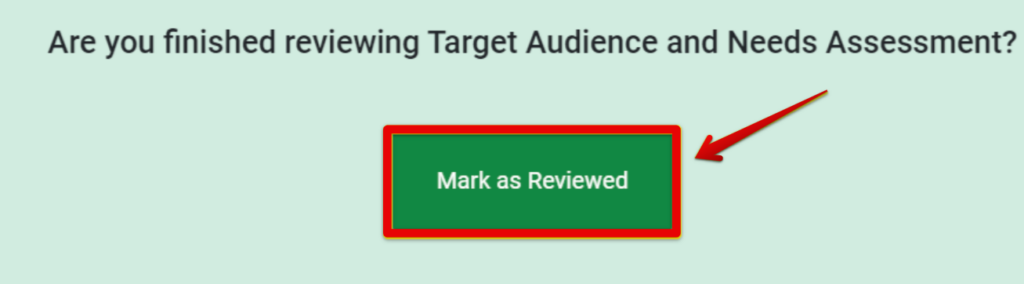 Mark Target Audiences as Reviewed