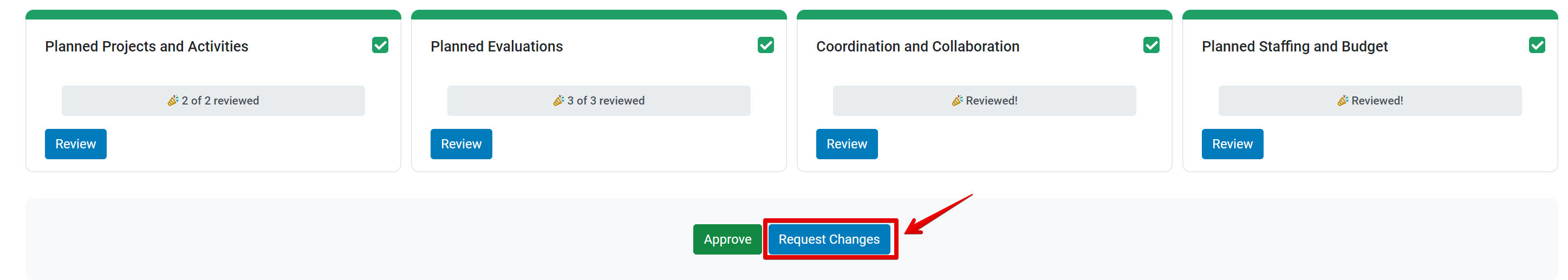 Request changes button