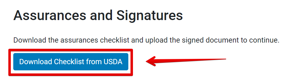 Download checklist from USDA button