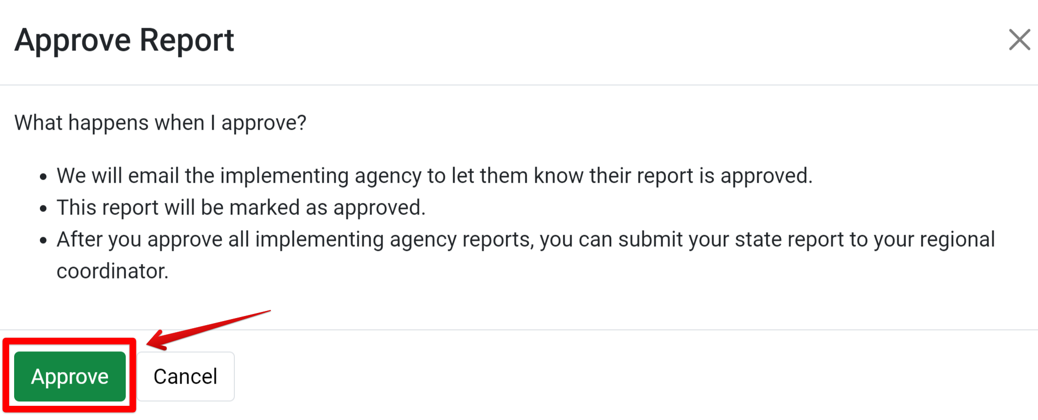Approve Report Button
